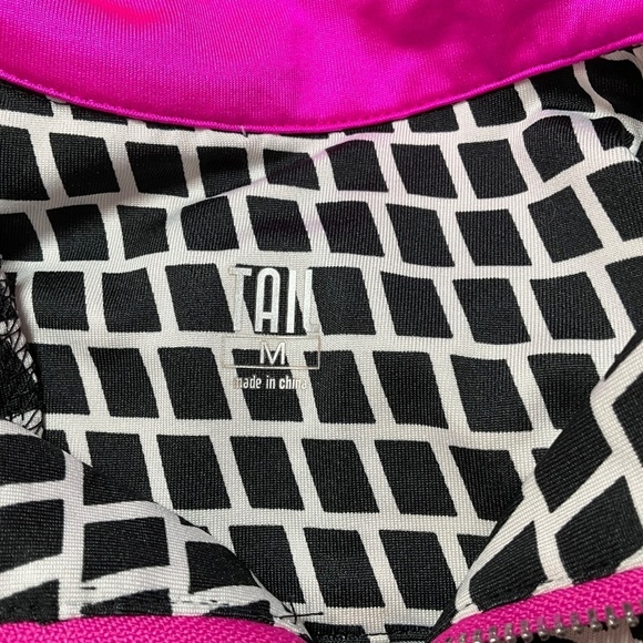 TAIL Black & White Sleeveless Golf Dress w/ Pink Trim 1/2 Zip Zippered Pockets - Picture 5 of 12